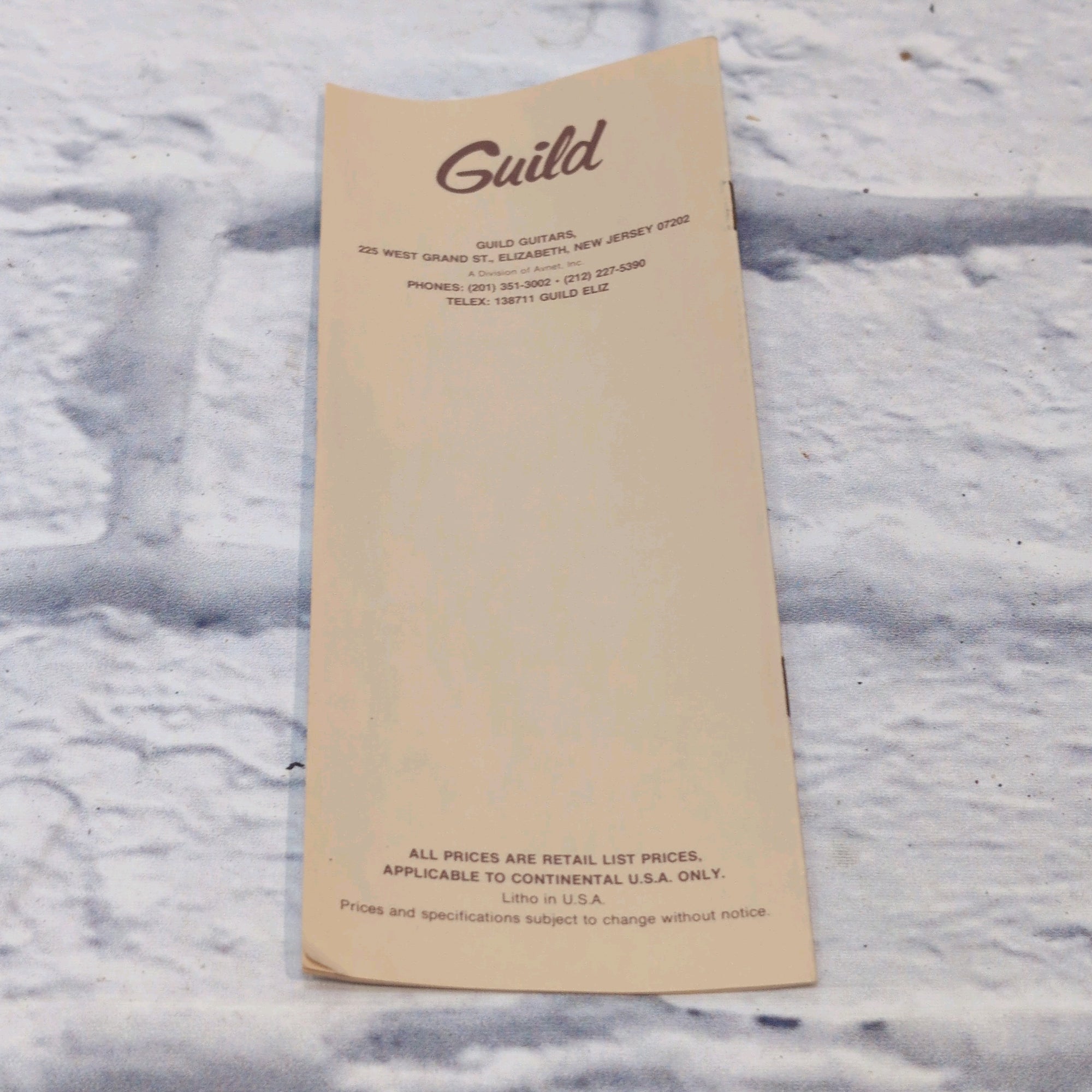 Vintage 1977 Guild Price List