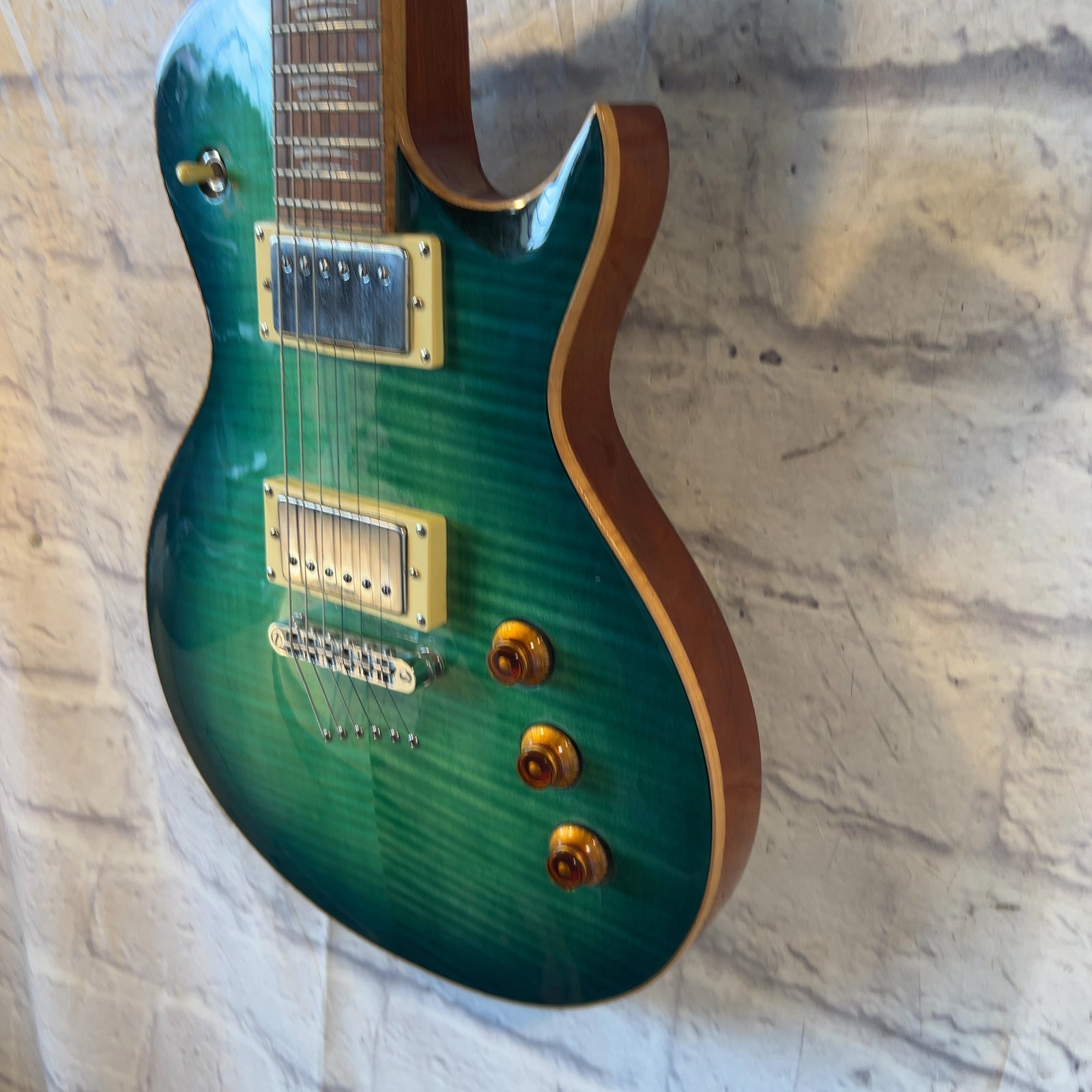 Mitchell MS450 LP Style Green Flame Top Electric Guitar