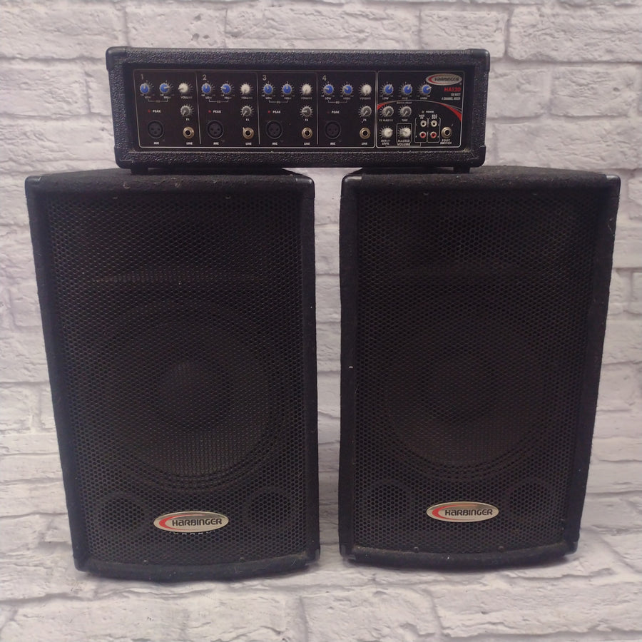 Harbinger HA120 4-Channel Powered Mixer w/ Speakers