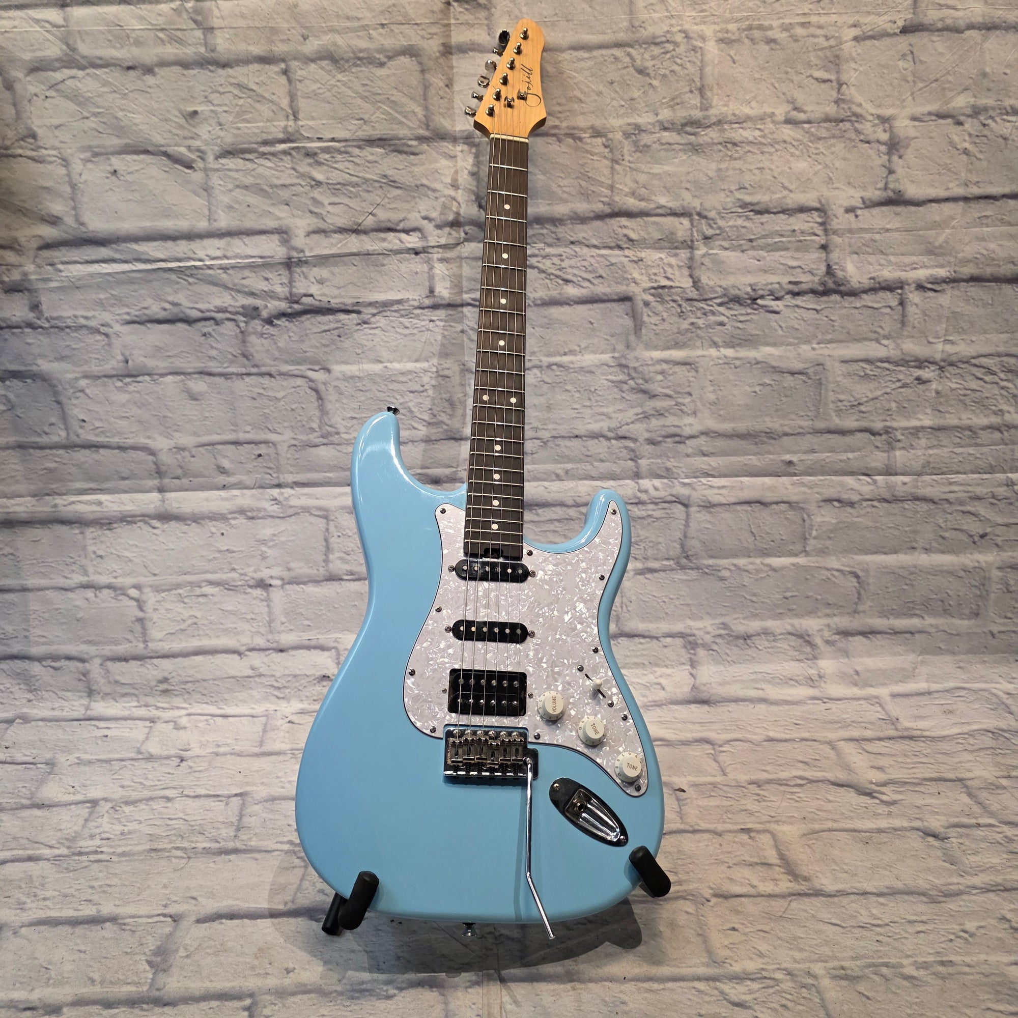 Fojill Strat Style - Full Size Mahogany - Baby Blue With Case Electric Guitar