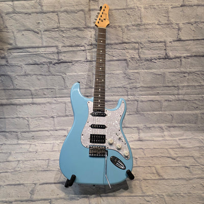 Fojill Strat Style - Full Size Mahogany - Baby Blue With Case Electric Guitar