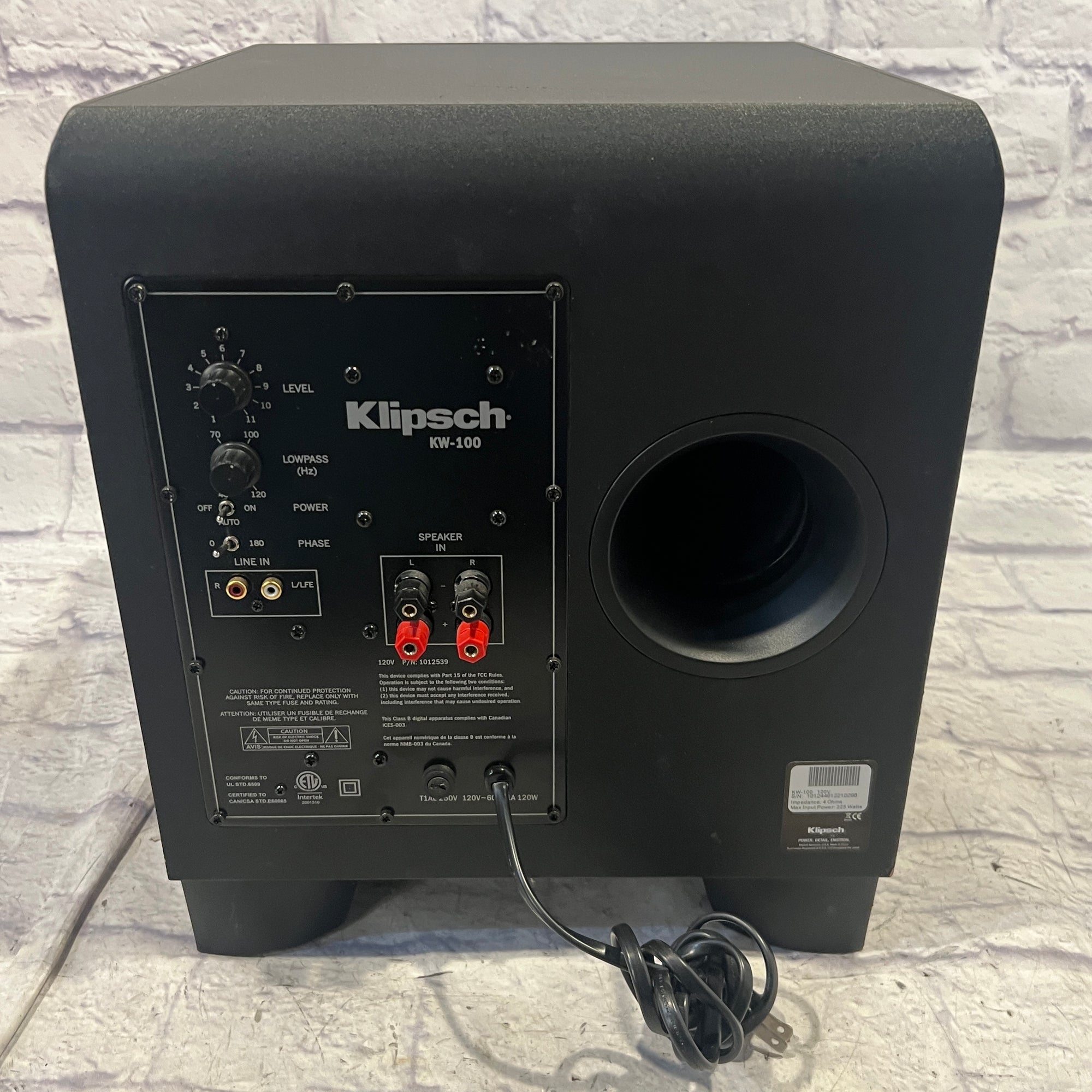 Klipsch KW-100 Home Audio Subwoofer