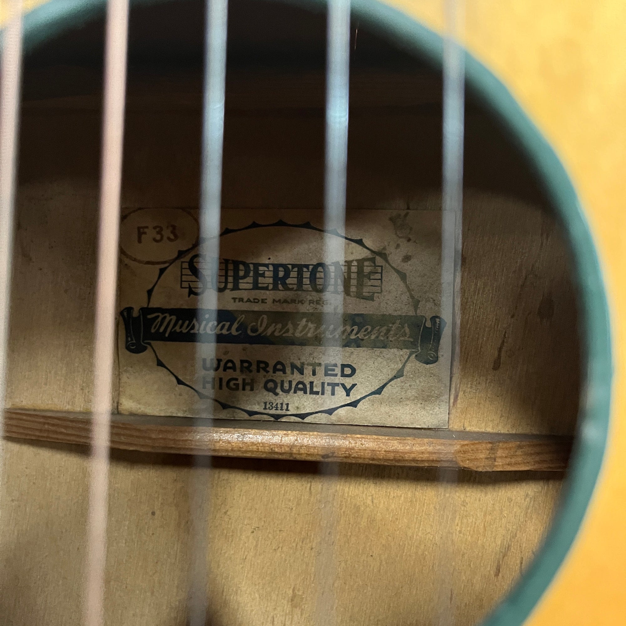 Harmony Supertone Hawaiian 3/4 Parlor Acoustic Guitar 1930s