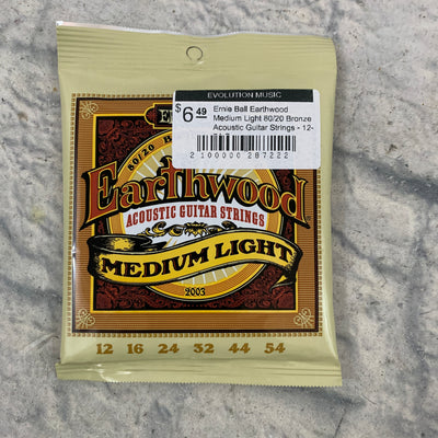 Ernie Ball Earthwood Medium Light 80/20 Bronze Acoustic Guitar Strings - 12-54 Gauge