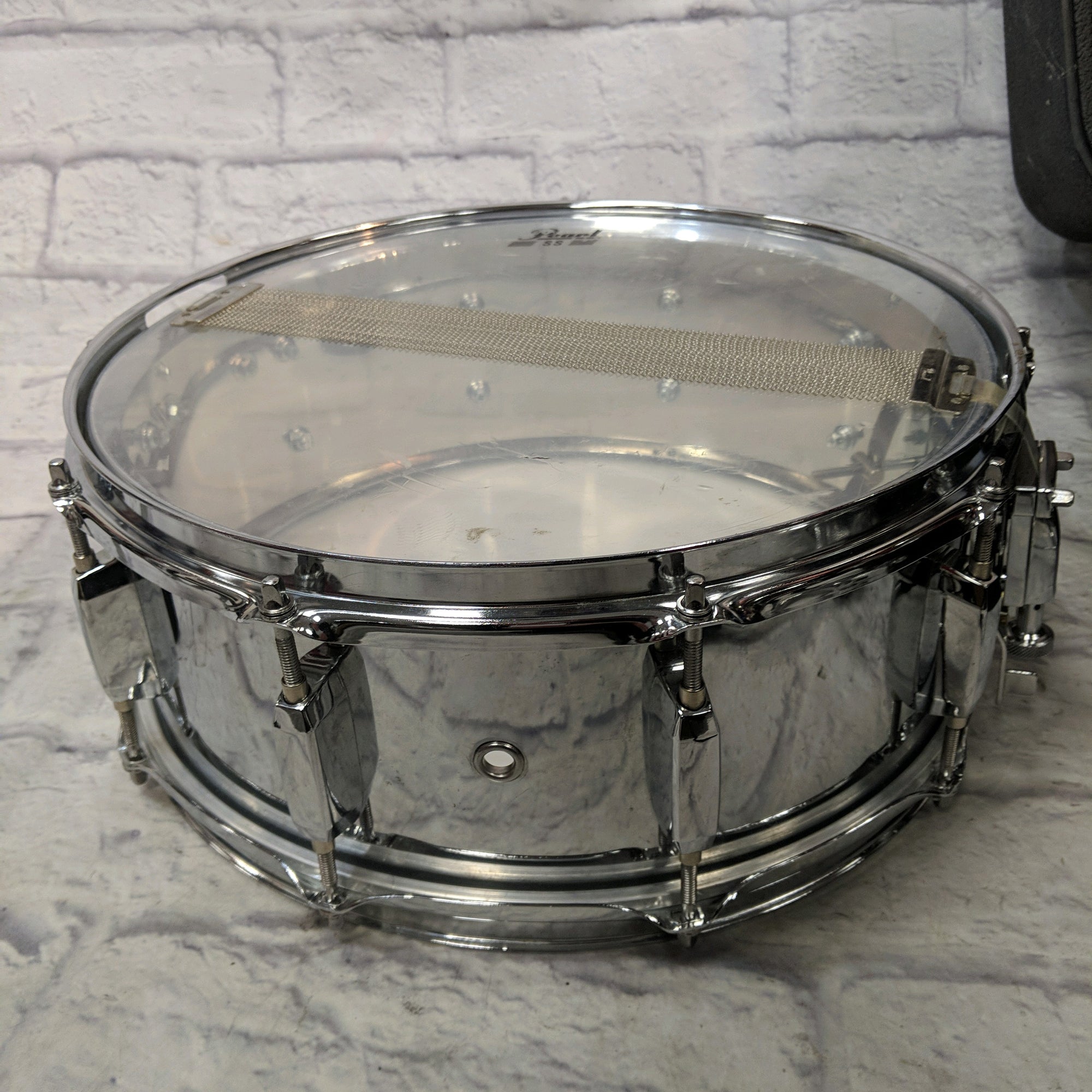 Pearl Steel Shell Snare Durm with Stand and Case