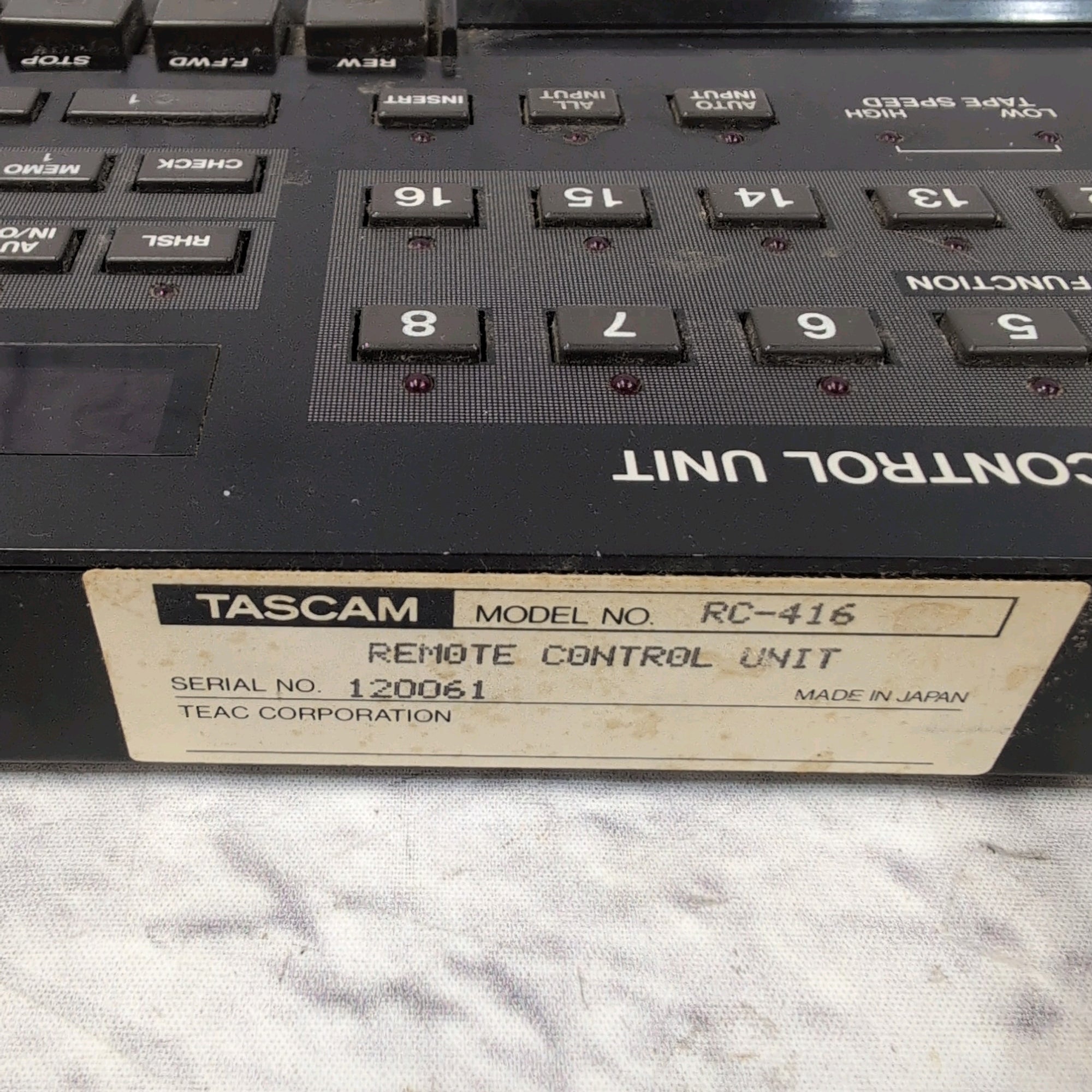 Tascam RC-416 Remote Control for MSR-16 Reel to Reel Recorder