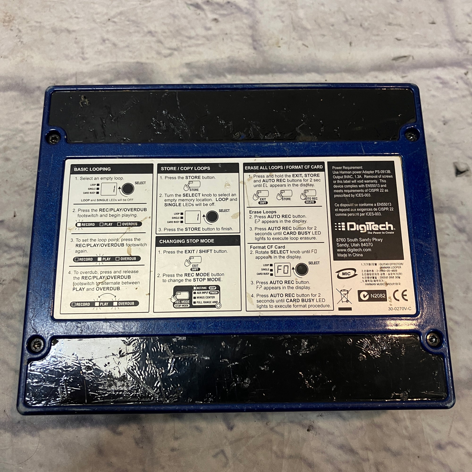 Digitech JamMan Looper Phrase Sampler with Power Supply