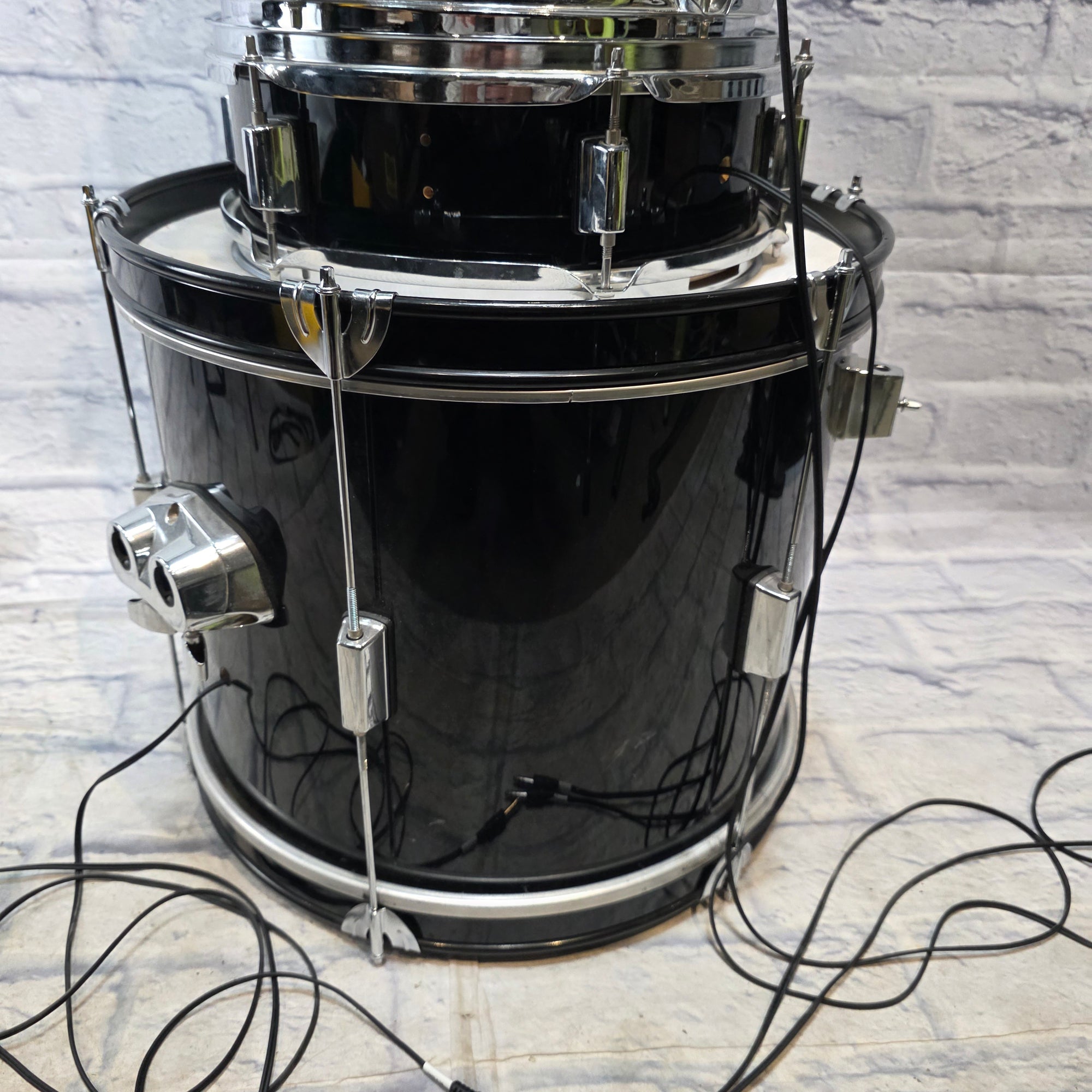 Unknown Black Hybrid Acoustic / Trigger Set Small Electronic Drum Set