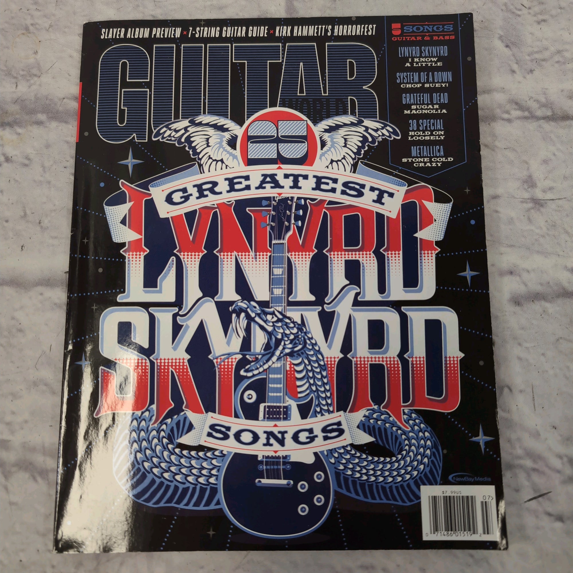 Guitar World July 2015 | Lynyrd Skynyrd | Kirk Hammett | Slayer Magazine