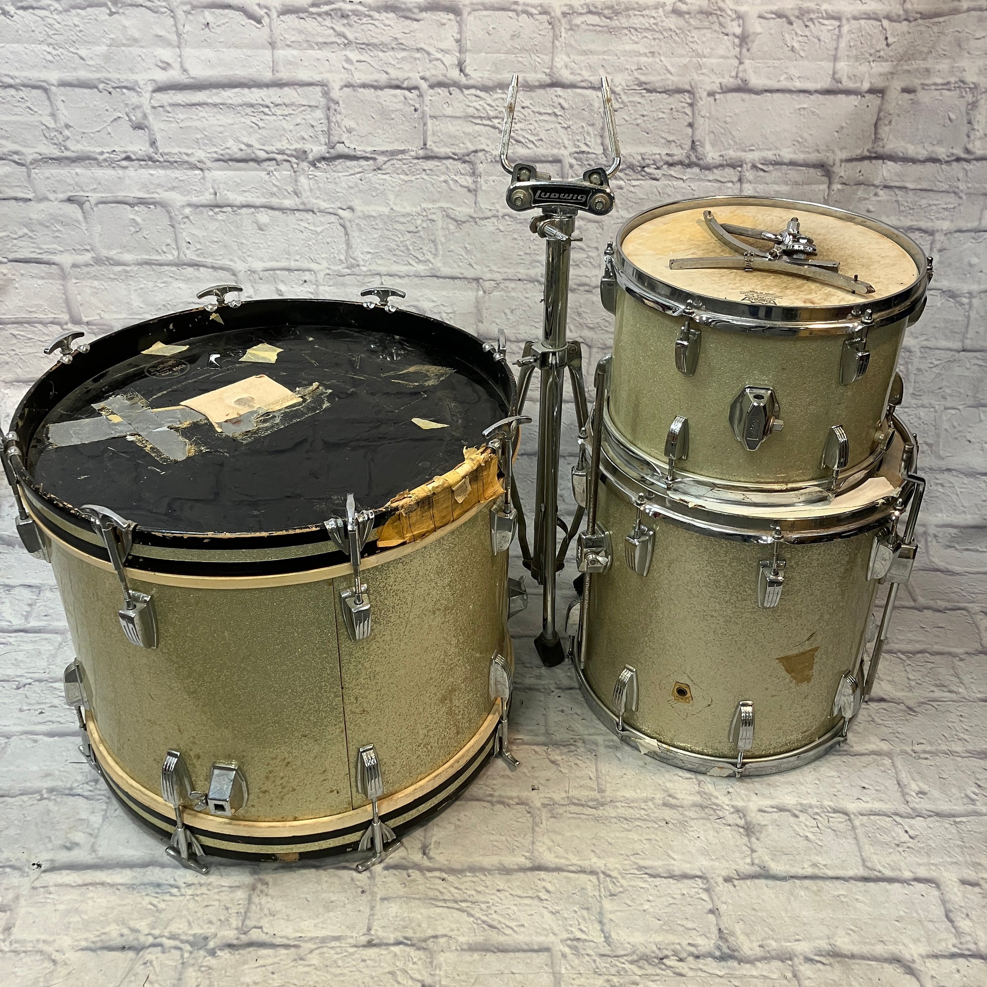 Vintage 1969 Ludwig Silver Three Piece Drum Set