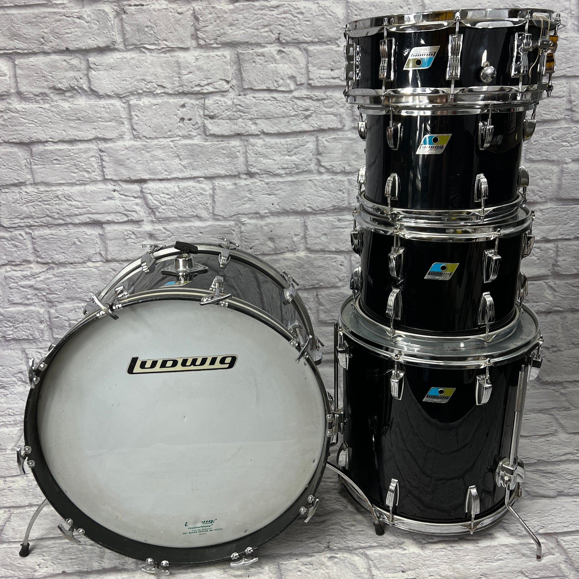 Ludwig Blue Olive Vistalite 12 13 16 22 with 14x5 Snare - Black