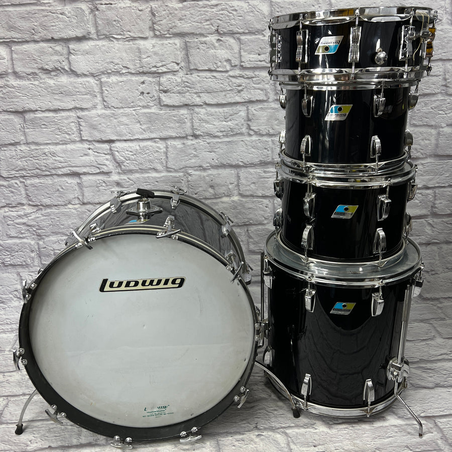 Ludwig Blue Olive Vistalite 12 13 16 22 with 14x5 Snare - Black