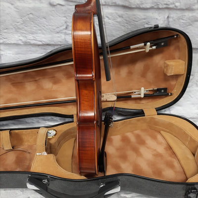 D. Baesel Red Brown 4/4 Violin with Hygrogometer Hard Case and Bow - SNMSK2018-11