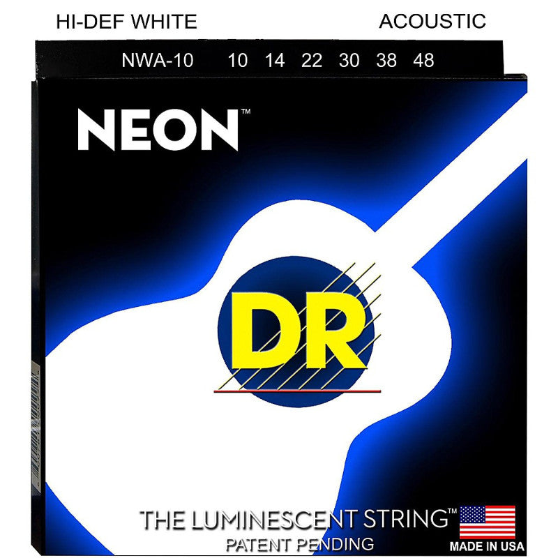 Hi-Def NEON White Coated Acoustic Guitar Strings Lite (10-48)