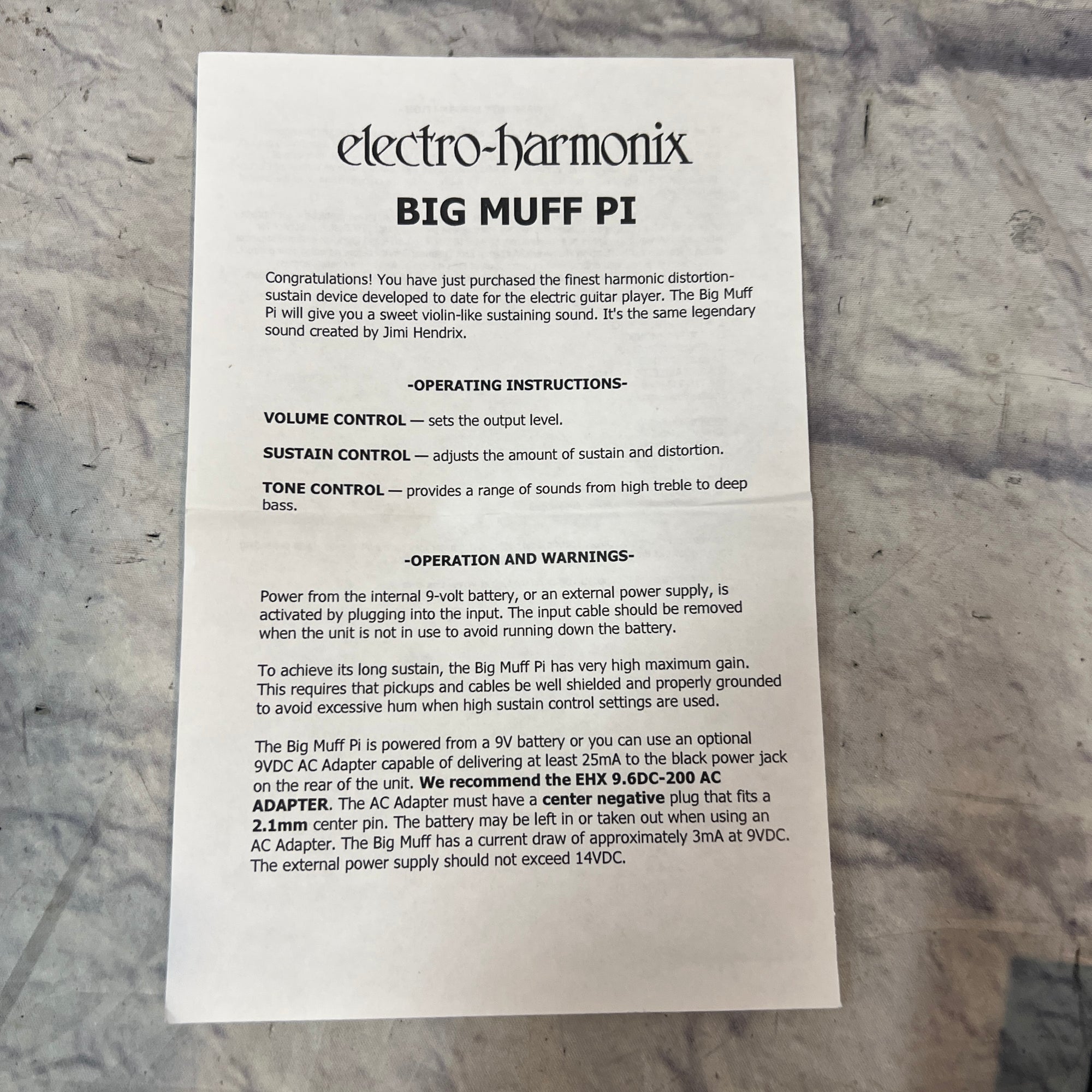 Electro-Harmonix Big Muff Pi Fuzz Pedal, Recent