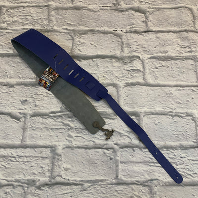 Perri's 3.5" Basic Leather Guitar Strap Blue