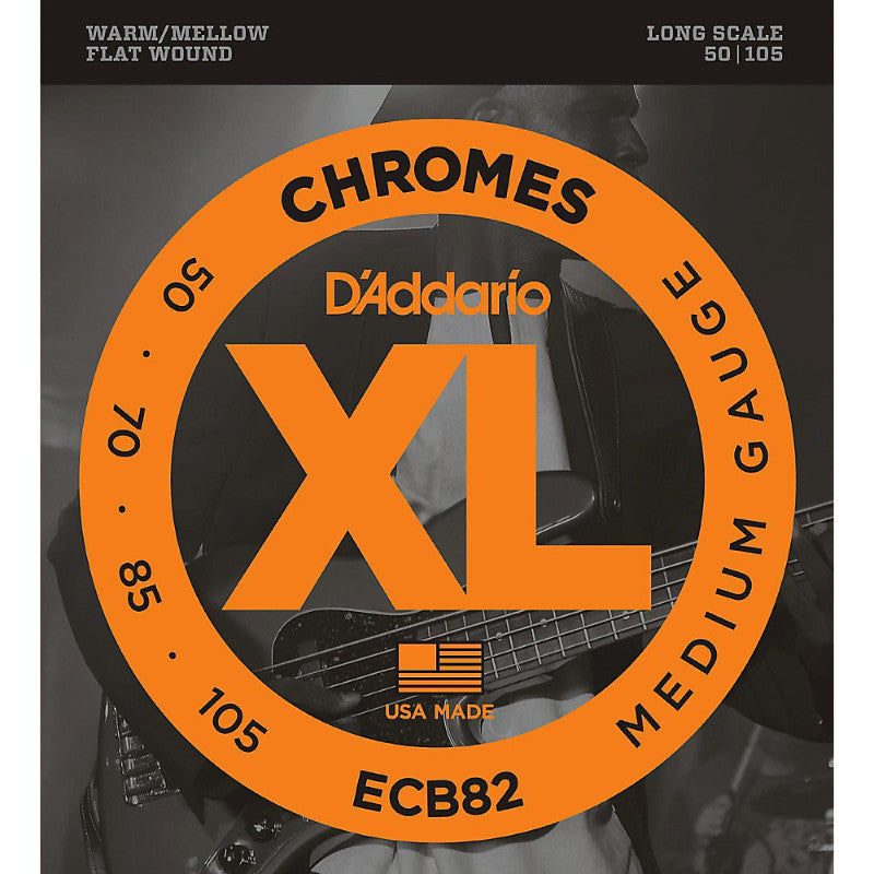 D'addario Chromes ECB82 Medium Gauge Flatwound Bass Strings 50-105