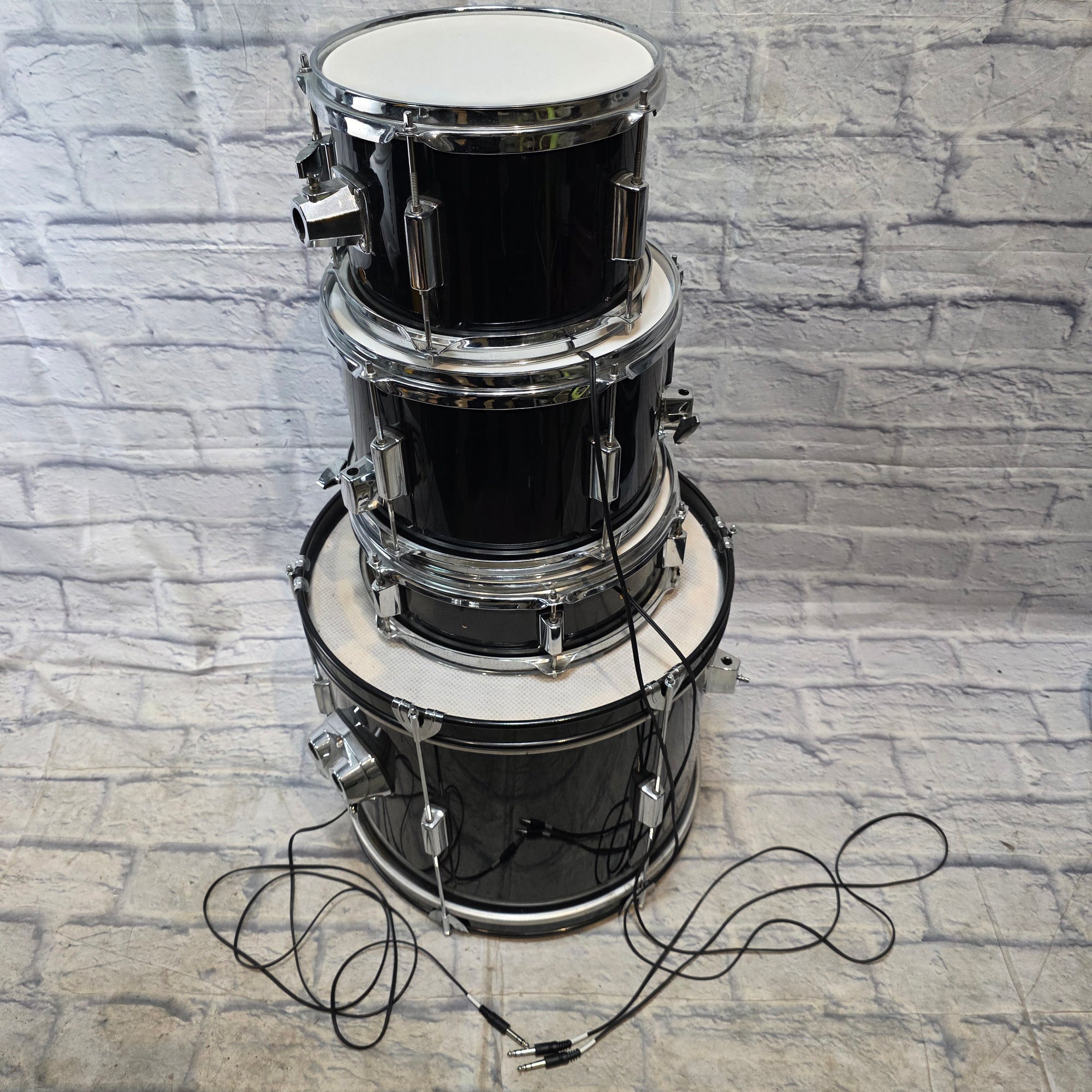 Unknown Black Hybrid Acoustic / Trigger Set Small Electronic Drum Set