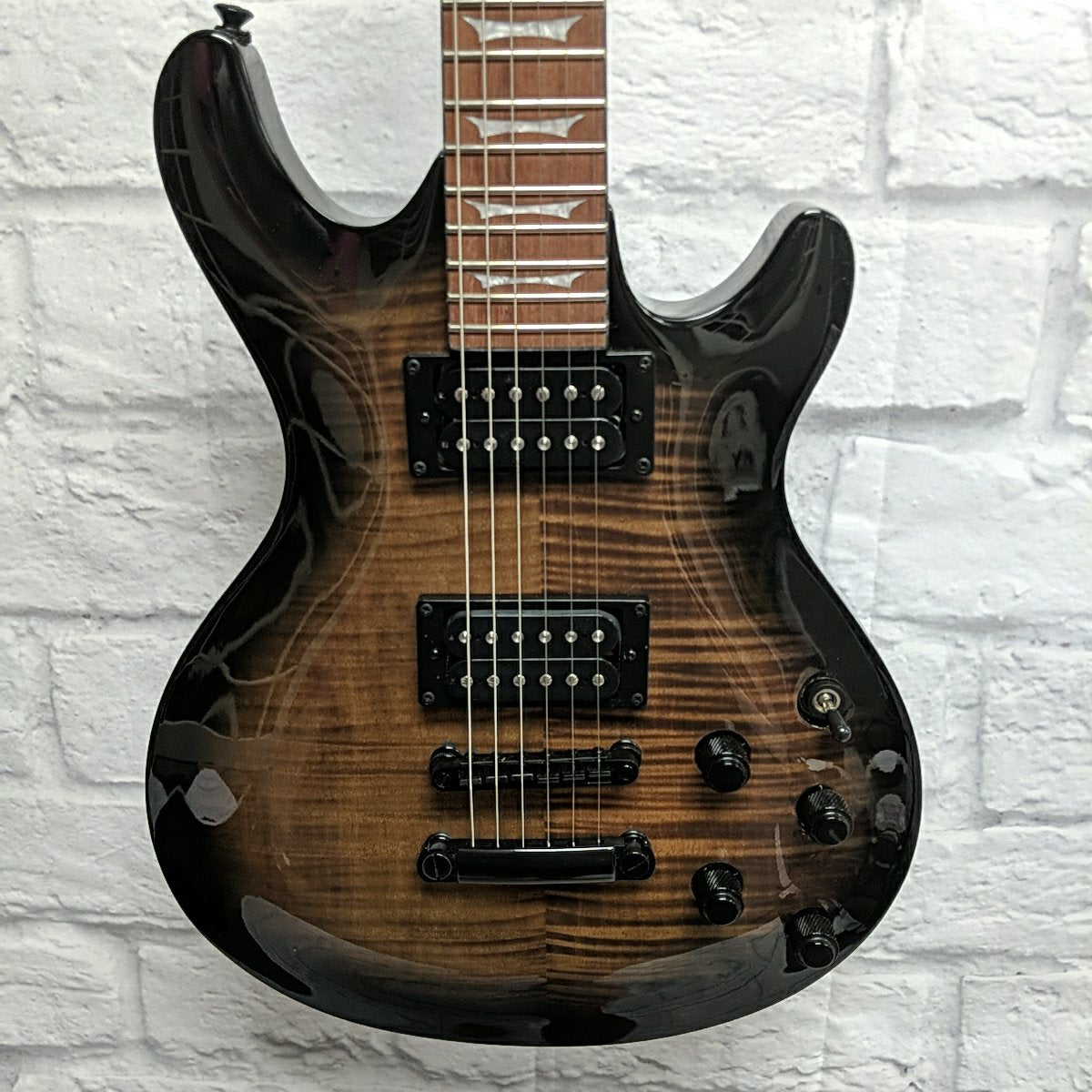 Dean Icon X Flame Top Charcoal Burst