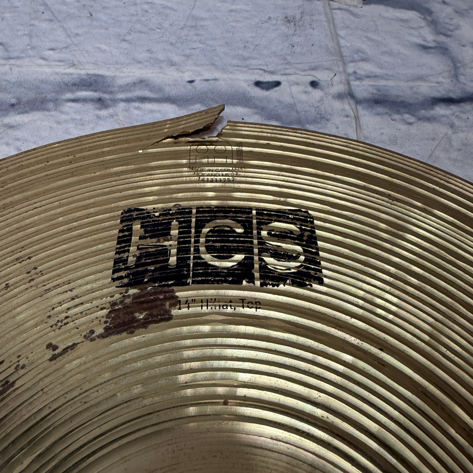 Meinl 14" High Hat TOP ONLY CRACKED Hi Hats