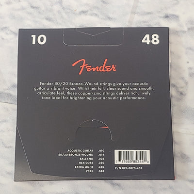 Fender 80/20 Bronze Wound 10-48 Acoustic Guitar Strings