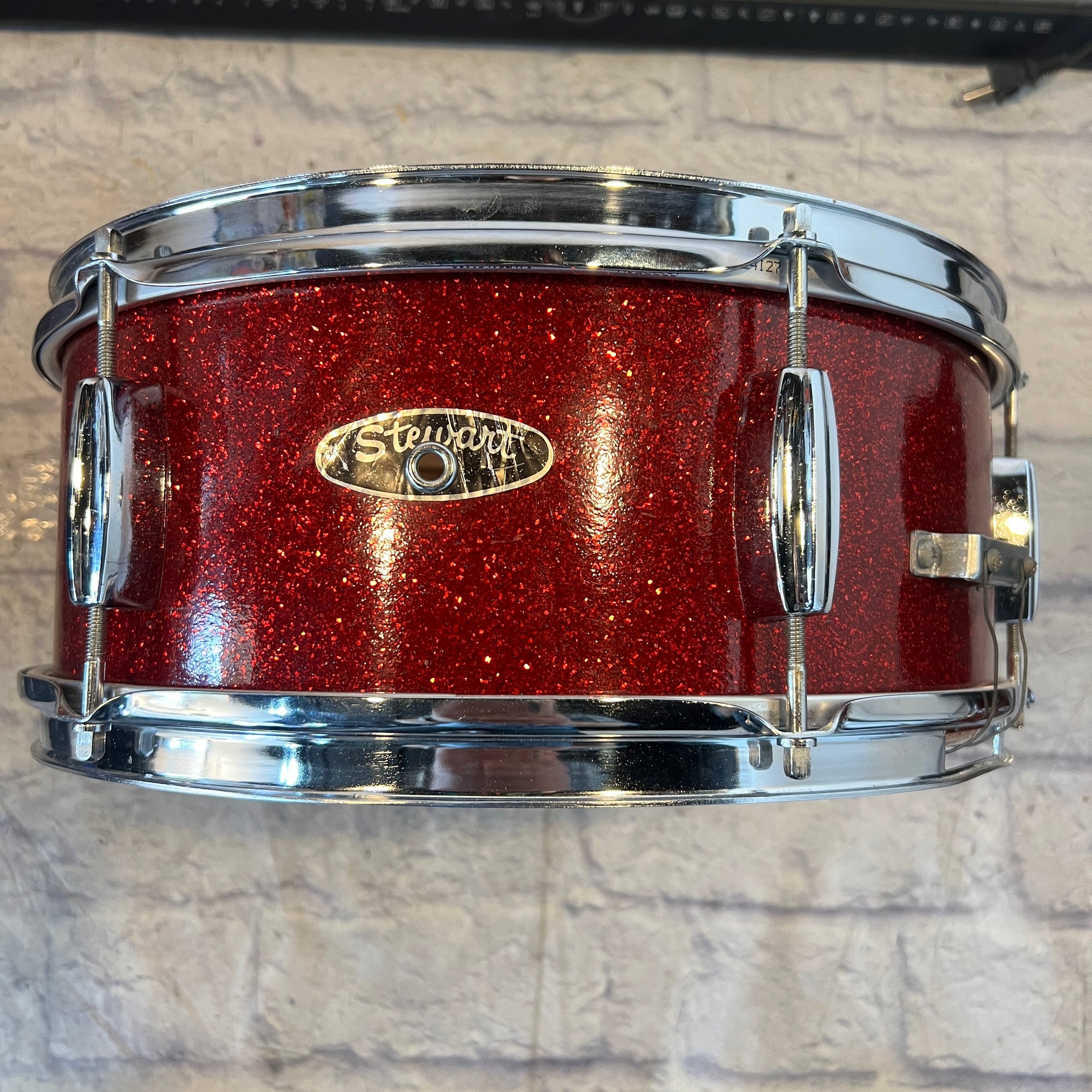 Stewart 14 x 5.5 MIJ Red Sparkle Snare Drum