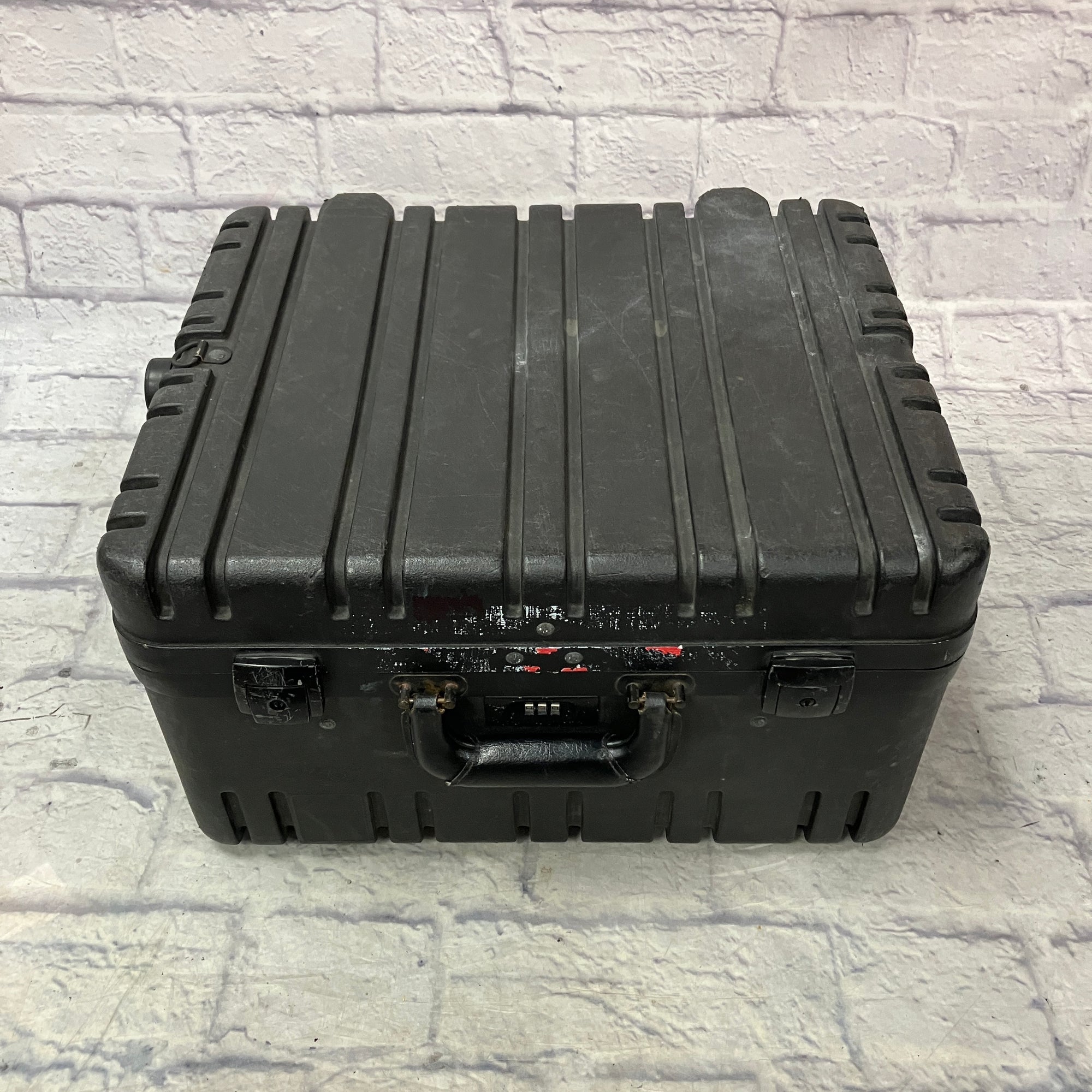 Unknown Plastic DJ Case with Wheels and Telescoping Handle