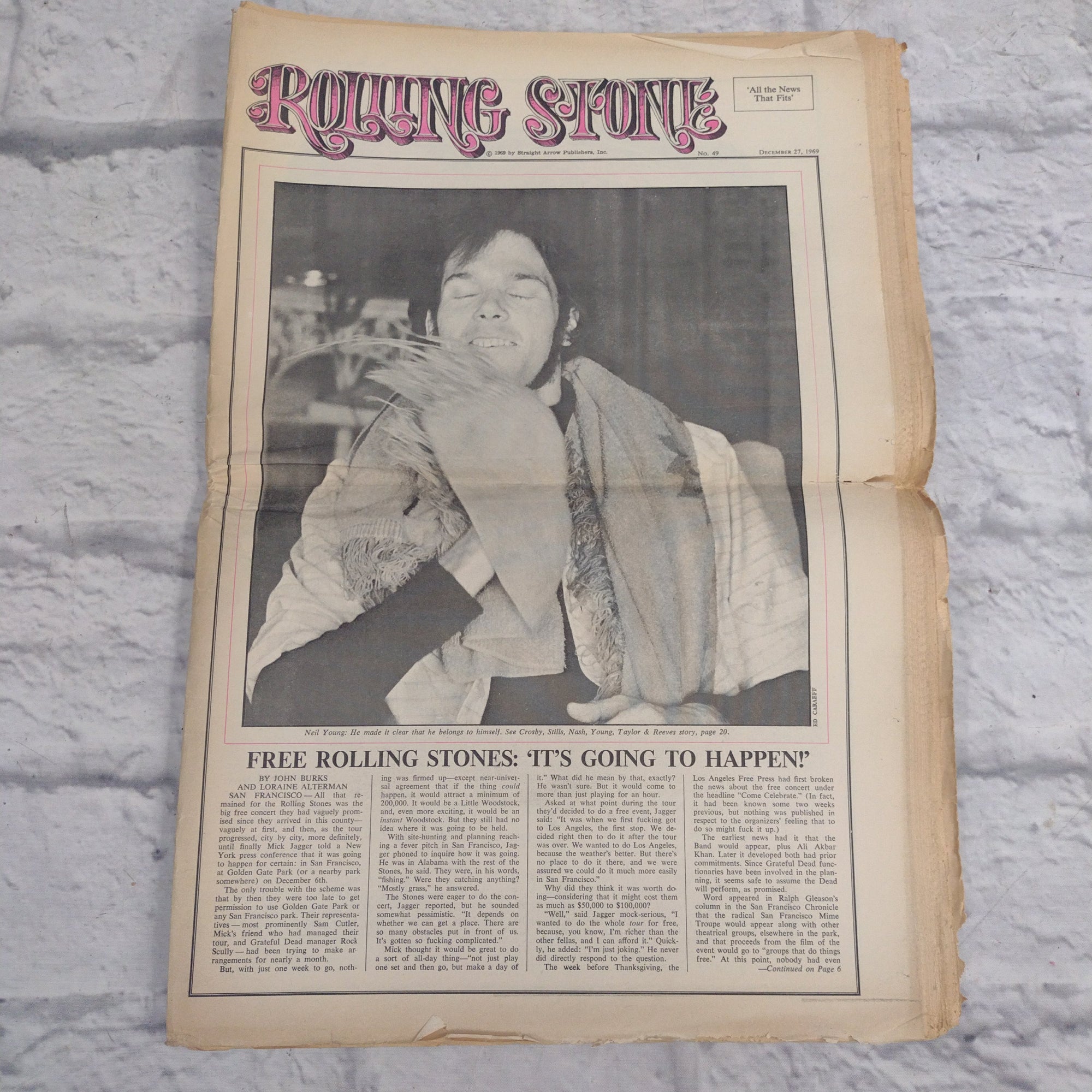 Vintage Rolling Stone Magazine - No 49 December 27 1969 - Mick Jagger Cover