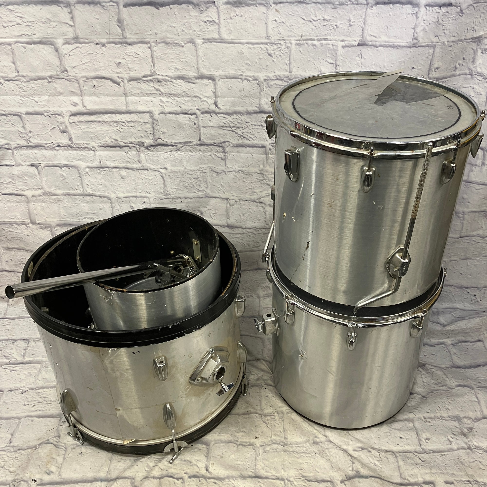 Unknown 7pc MIJ Drums Silver Wrap Pearl Tama