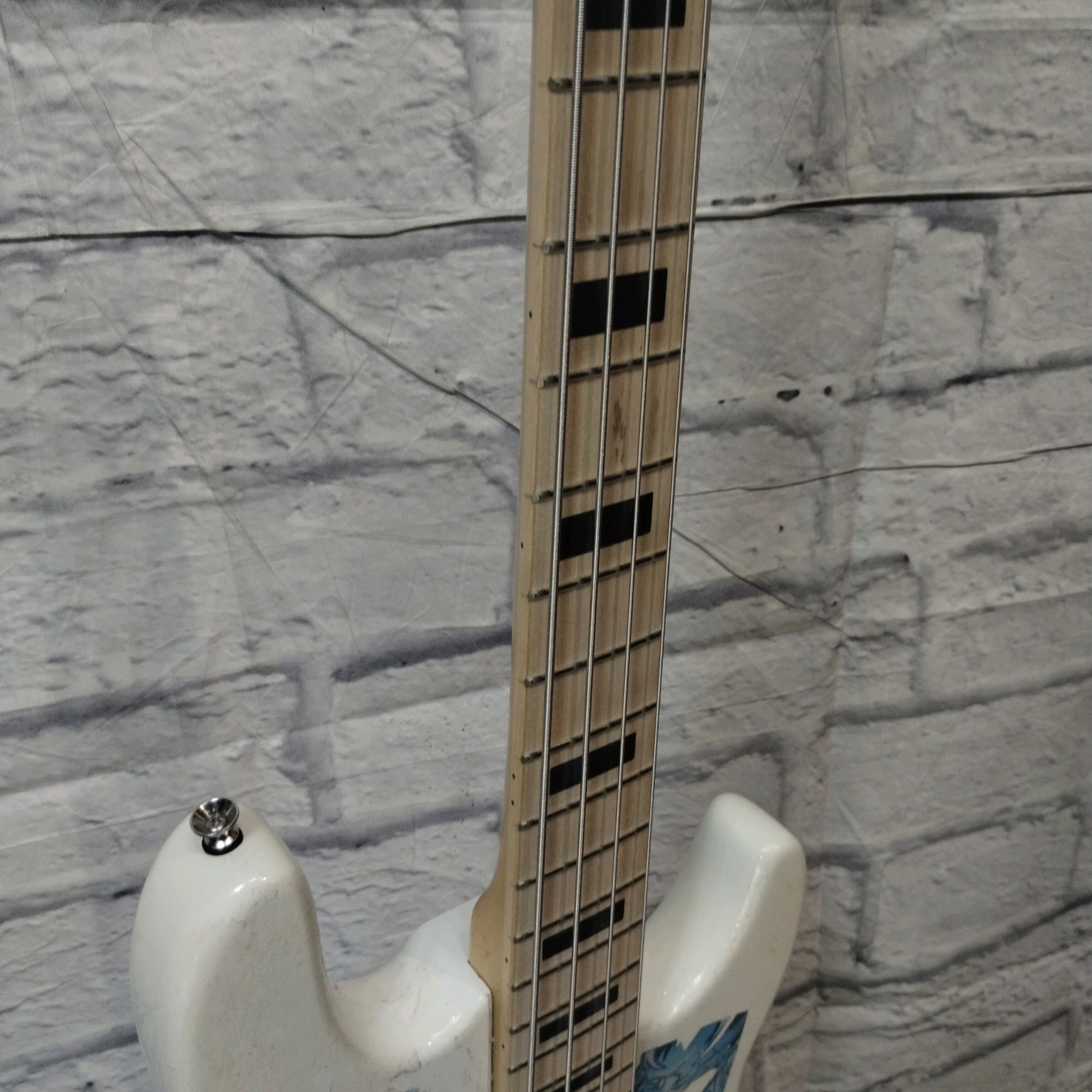 Glarry GP Bass White W/ Block Inlays