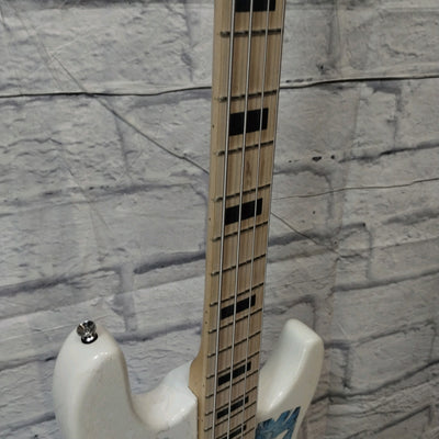 Glarry GP Bass White W/ Block Inlays