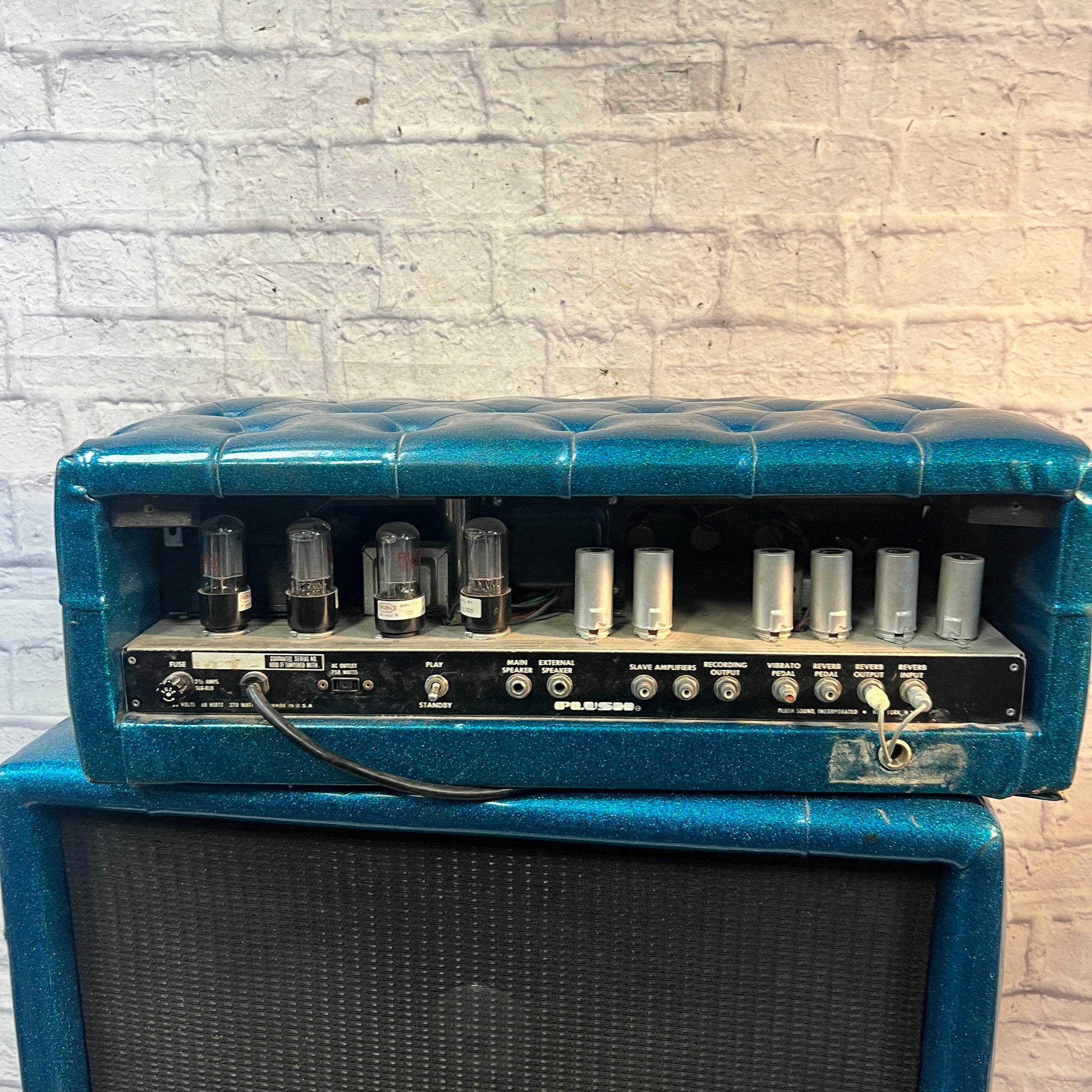 Plush Vintage P1000S Tube Amp Head Blue Sparkle