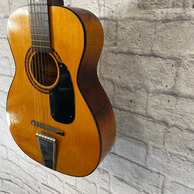 Airline Parlor Acoustic Guitar w/ Chipboard Case, Vintage Strap, and Vintage Tuner