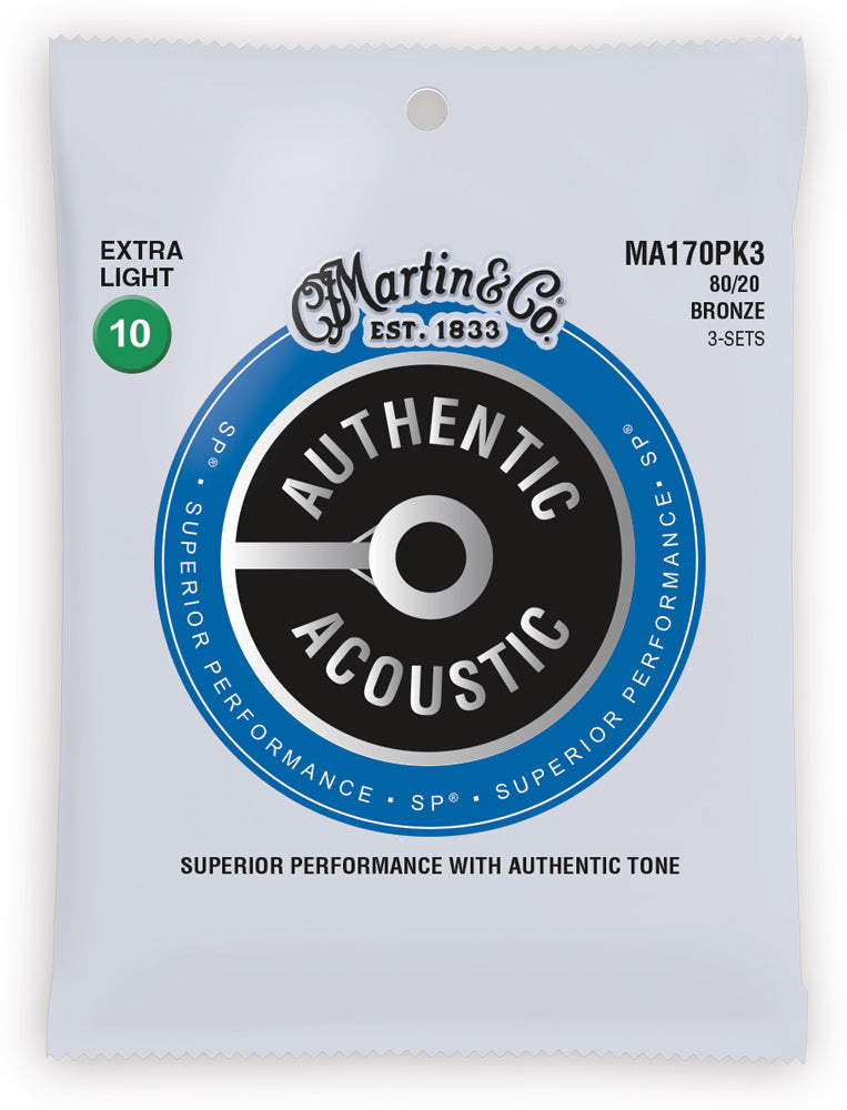 Martin 3 Pack MA170PK3 MA170 Acoustic Guitar Strings Bronze 10 - 47