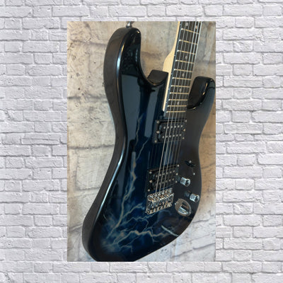 Unknown Strat Style Electric Guitar with Lightning Graphic