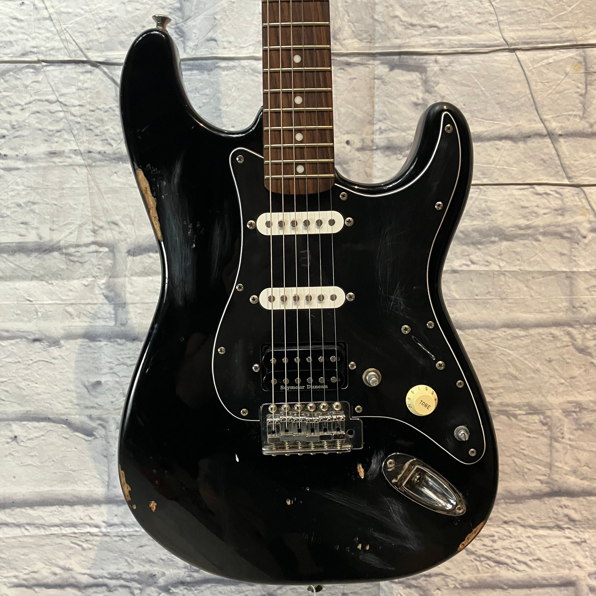 Squier Stratocaster w/ Duncan Bridge H Pickup - Black Electric Guitar