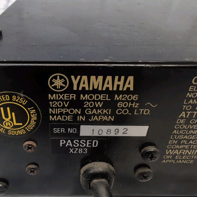 Yamaha Professional Series Mixer Model m206