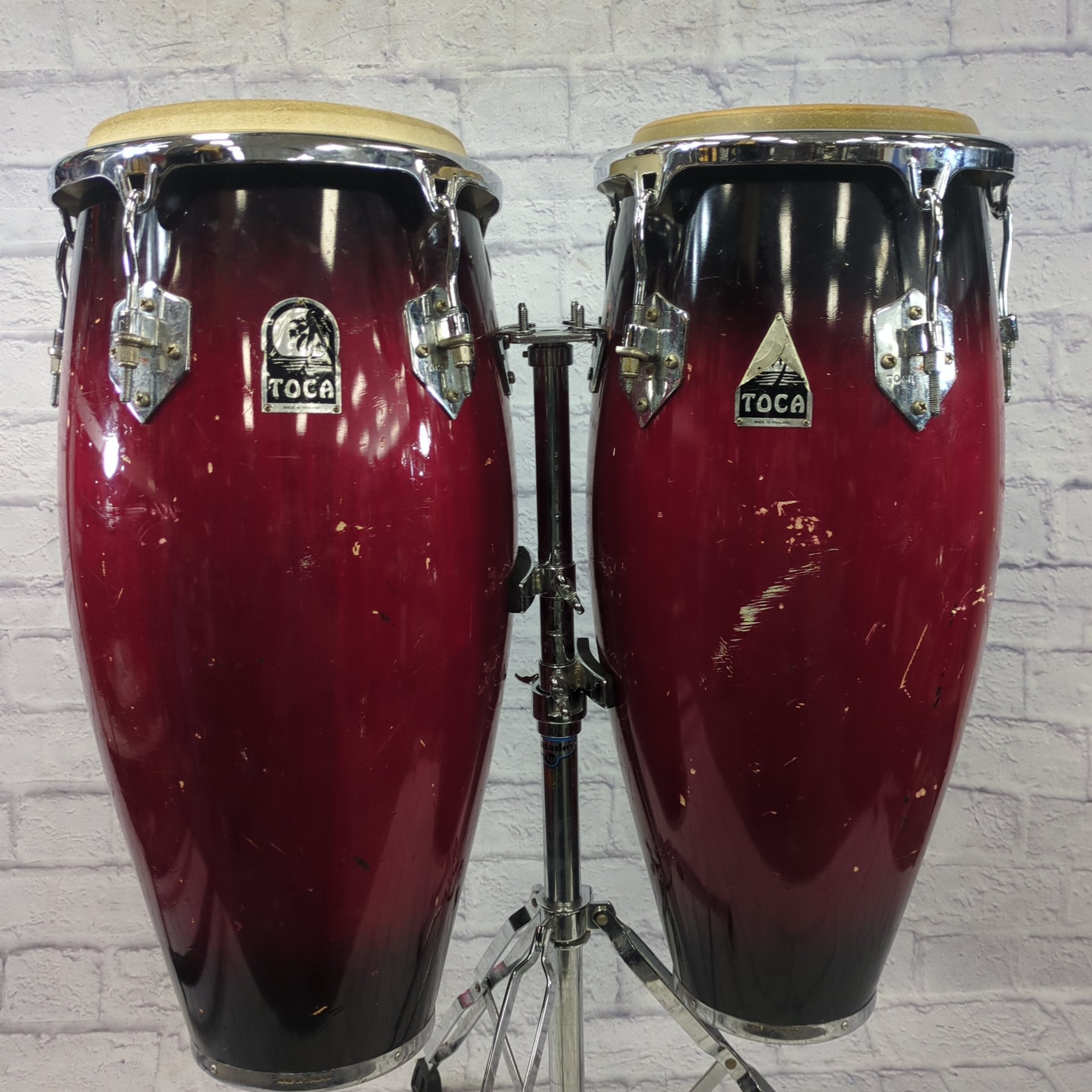 Toca Conga Pair Red Fade with Stand
