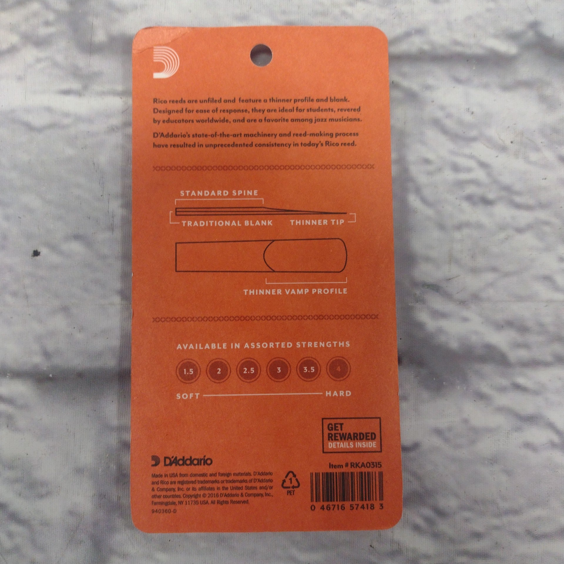 Rico Tenor Saxophone 1.5 Strength 3 Unfilled Reeds