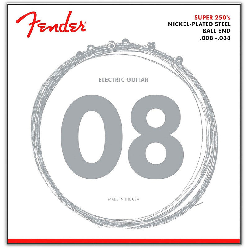 Fender Super 250's Nickel-Plated Steel Ball End 8-38 Electric Guitar Strings