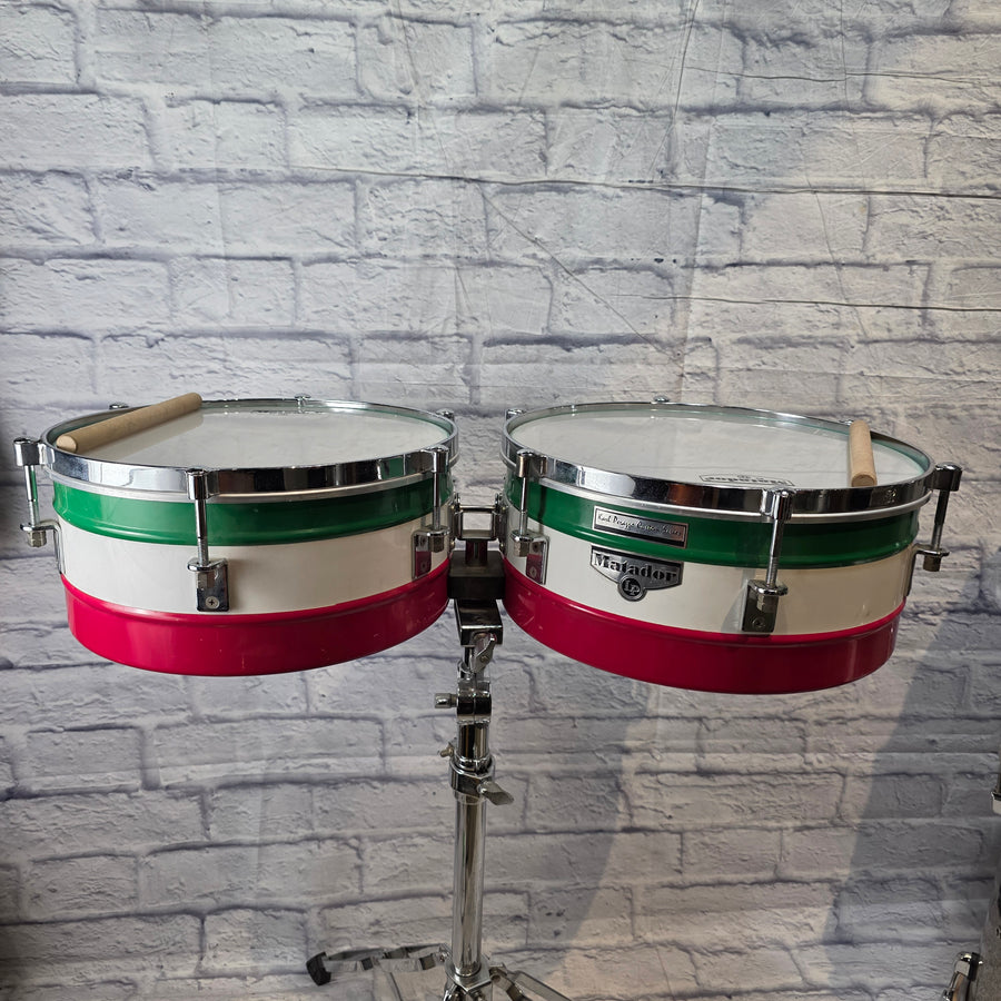 LP Matador Karl Perazzo Custom Series Timbales w/ Stand - Mexican Flag