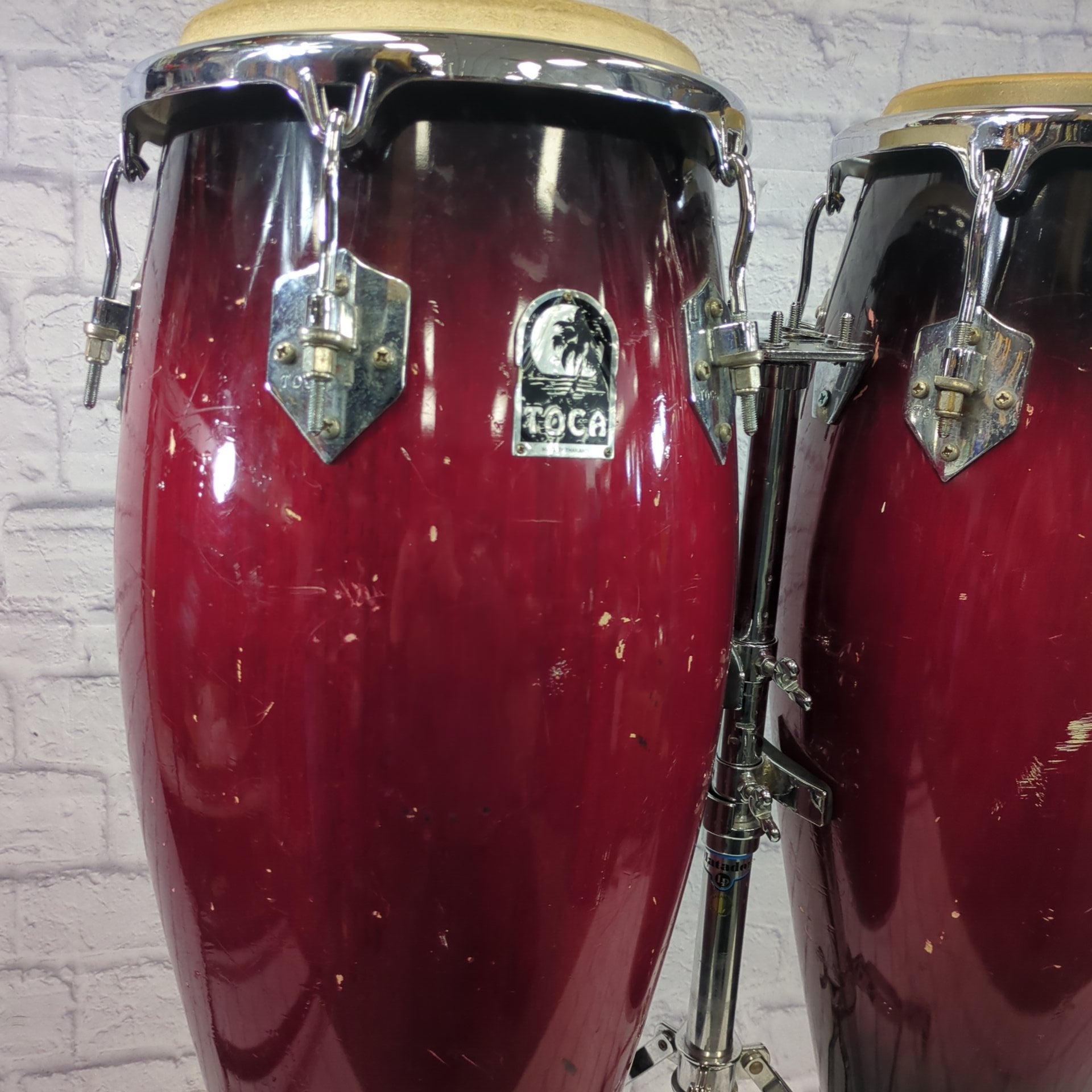 Toca Conga Pair Red Fade with Stand
