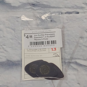Jim Dunlop Primetone Standard 1.3 Sculpted + Plectra 3 Picks