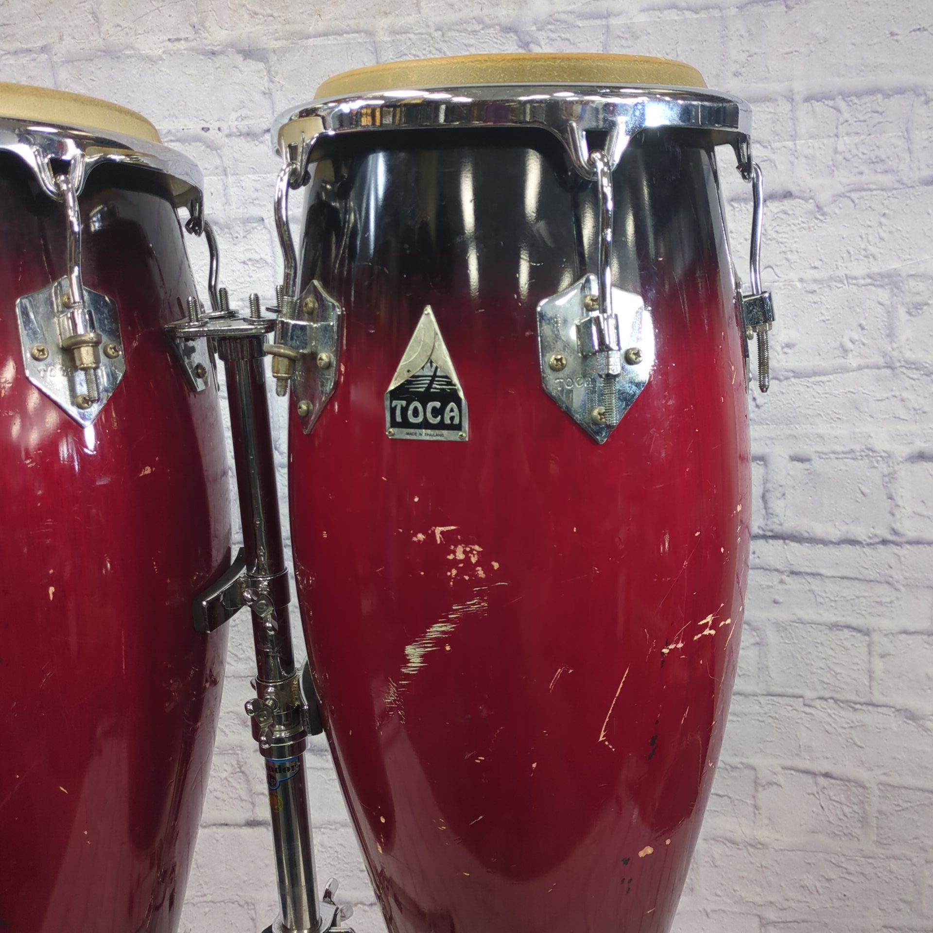 Toca Conga Pair Red Fade with Stand