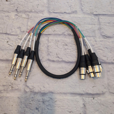 Proreck 3' 4-Channel XLR F to 1/4" TRS Snake
