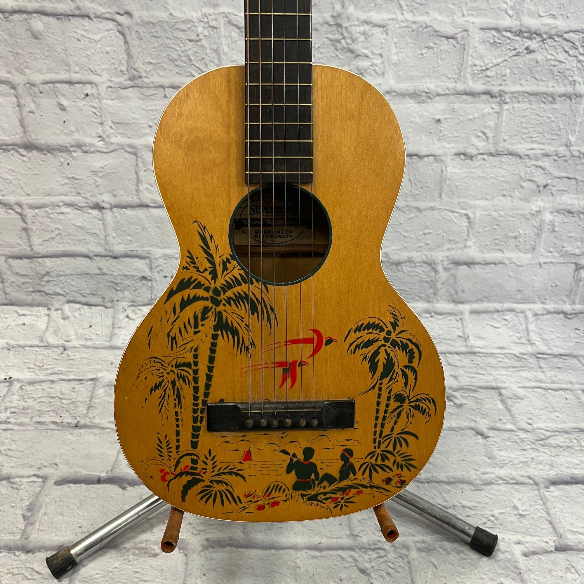 Harmony Supertone Hawaiian 3/4 Parlor Acoustic Guitar 1930s