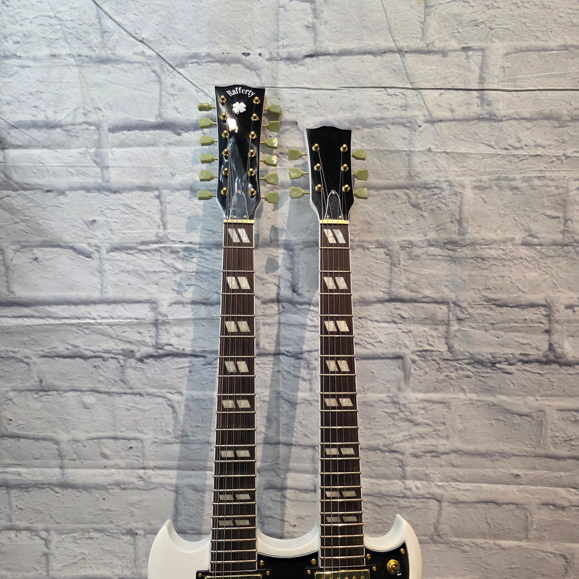 Rafferty Guitars White Double Neck 12/6 Electric Guitar