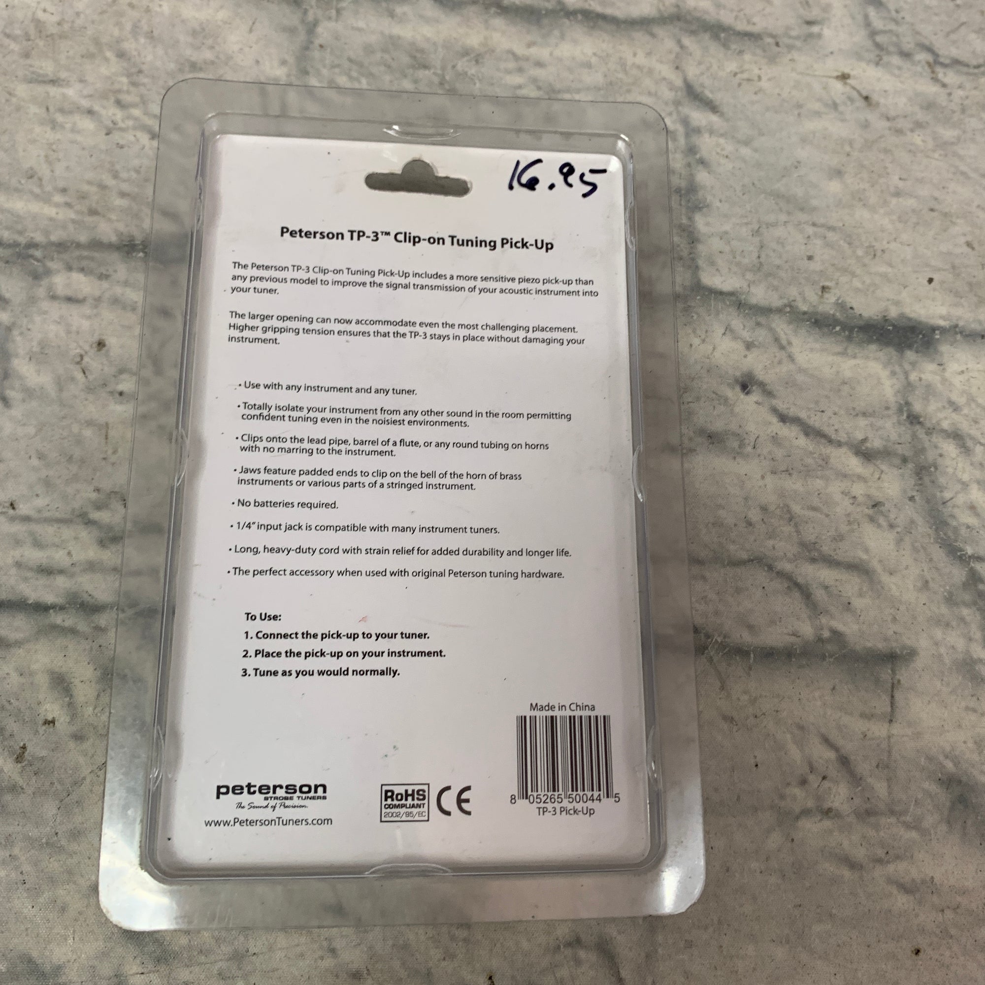 Peterson TP-3 Clip-On Tuning Pickup Microphone - New Old Stock!