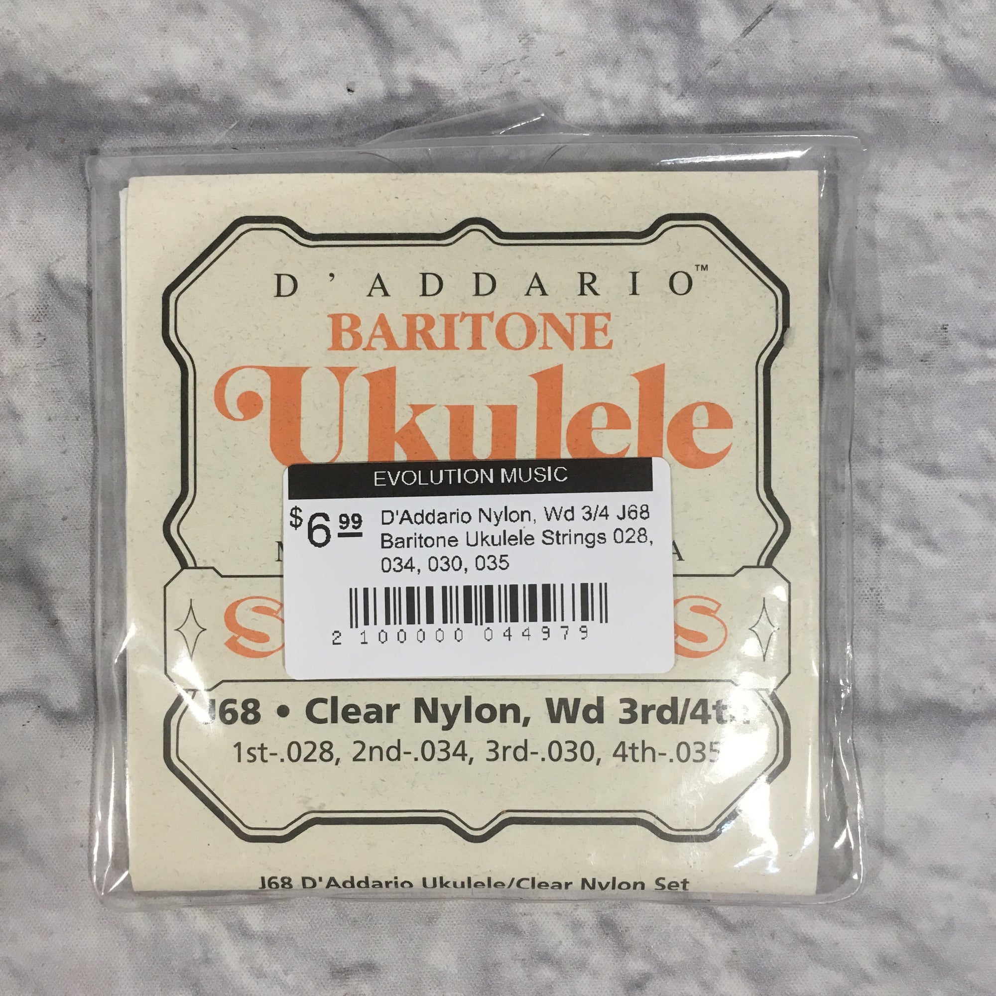 D'Addario Nylon, Wd 3/4 J68 Baritone Ukulele Strings 028, 034, 030, 035