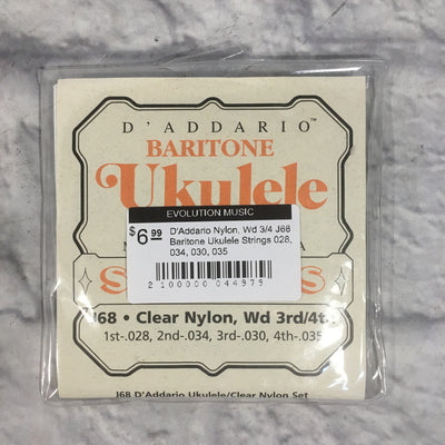 D'Addario Nylon, Wd 3/4 J68 Baritone Ukulele Strings 028, 034, 030, 035